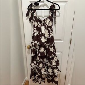 Sophie the Label Brown and White Floral Applique Dress